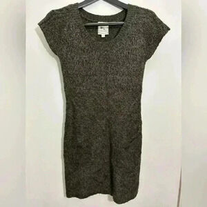 Vintage Knit Dress Brown Pink Rose Size L